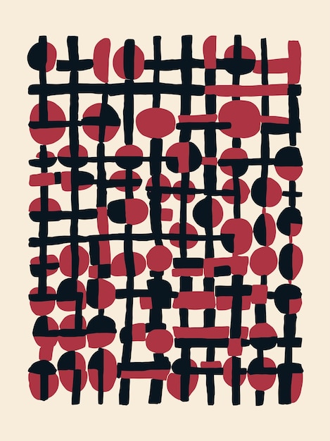 Abstracto moderno de mediados de siglo Composición colorida