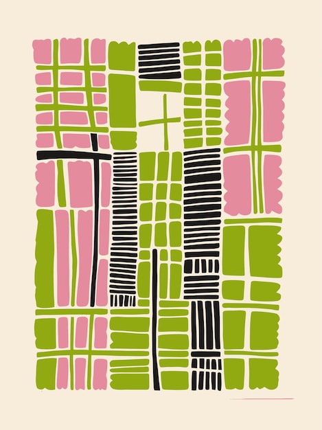 Abstracto moderno de mediados de siglo Composición colorida