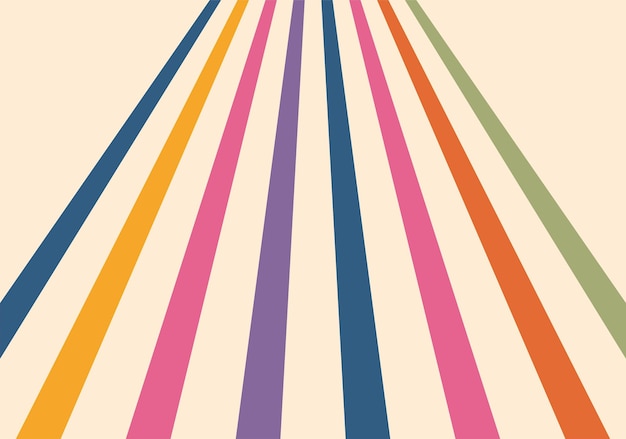 Abstracto Moderno a rayas con color de fondo vectorial de los años 70 Decoración de paredes retro