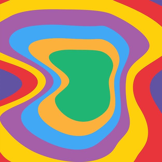 Abstracto Moderno a rayas con fondo de color de los años 70 vector decoración de pared retro groovy trippy geo