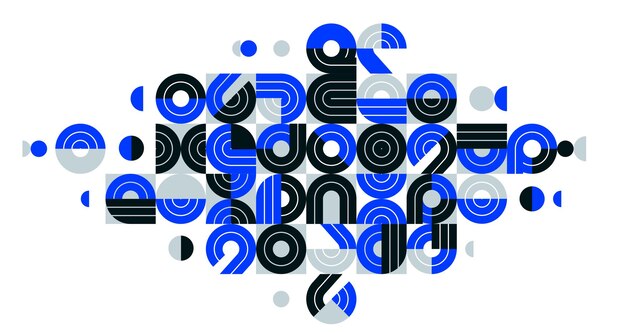 Abstracto moderno vectorial diseño de moda formas geométricas azules composición elegante patrón modular ilustración artística tipografía letras elementos utilizados