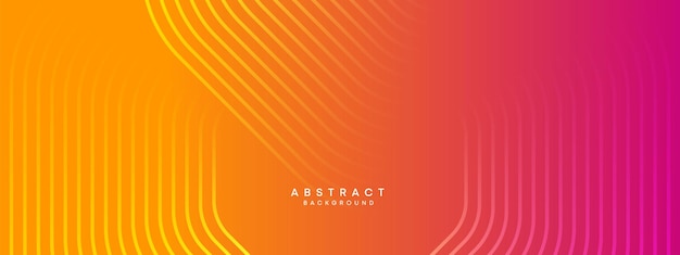 Abstracto naranja rosa y amarillo púrpura gradiente círculos ondulantes líneas fondo de bandera de tecnología