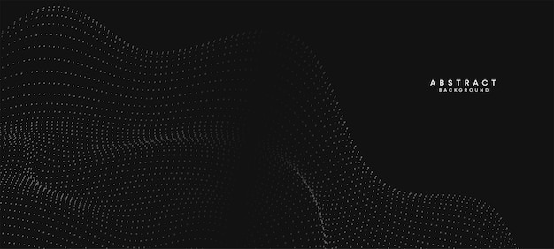 Abstracto negro blanco Gradiente Flujo Punto ondulante Partícula geométrica Tecnología digital Fondo