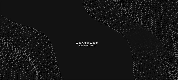 Abstracto negro blanco Gradiente Flujo Punto ondulante Partícula geométrica Tecnología digital Fondo