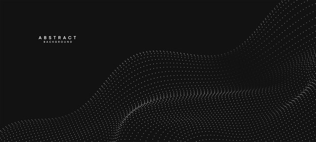 Abstracto negro blanco Gradiente Flujo Punto ondulante Partícula geométrica Tecnología digital Fondo