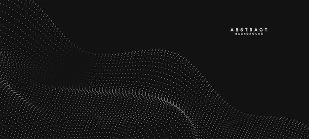 Abstracto negro blanco Gradiente Flujo Punto ondulante Partícula geométrica Tecnología digital Fondo