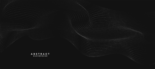 Abstracto negro blanco Gradiente Flujo Punto ondulante Partícula geométrica Tecnología digital Fondo