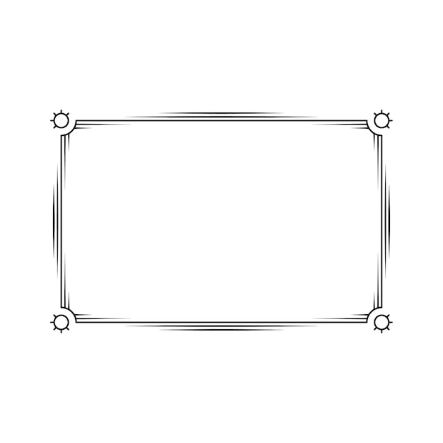Abstracto Negro Línea sencilla Marco rectangular Doodle Contorno Elementos Vector Diseño Estilo Esbozo
