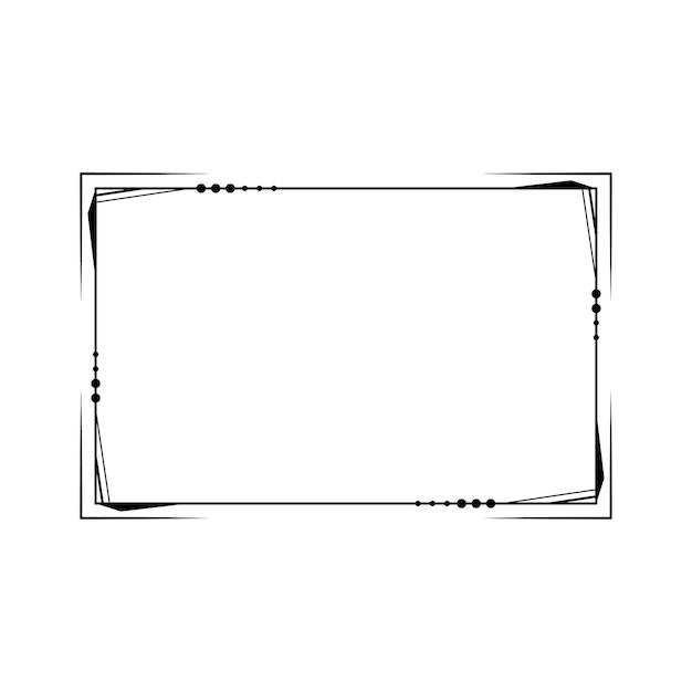 Abstracto Negro Línea sencilla Marco rectangular Doodle Contorno Elementos Vector Diseño Estilo Esbozo