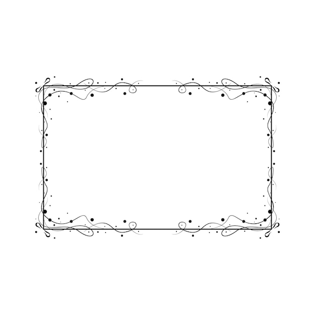Abstracto Negro Línea sencilla Marco rectangular Doodle Contorno Elementos Vector Diseño Estilo Esbozo