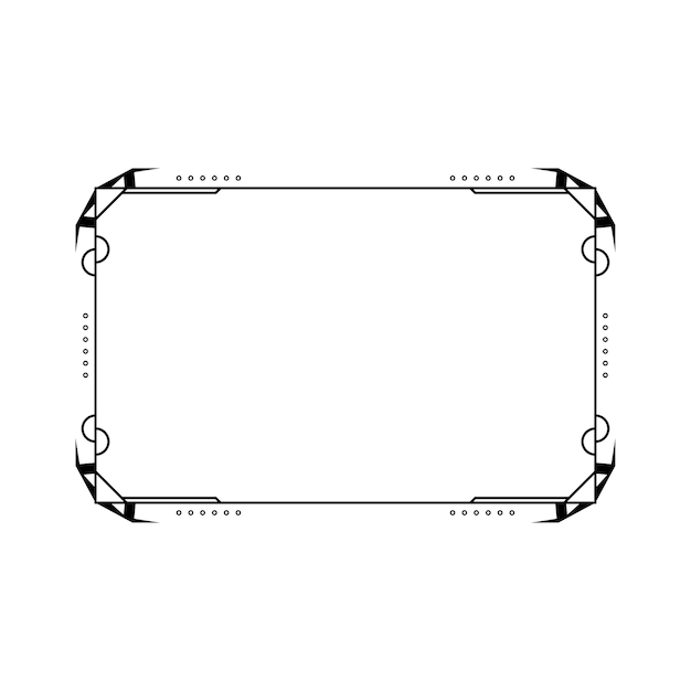 Abstracto Negro Línea sencilla Marco rectangular Doodle Contorno Elementos Vector Diseño Estilo Esbozo