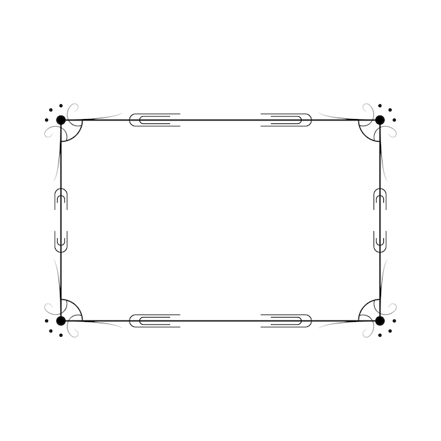 Abstracto Negro Línea sencilla Marco rectangular Doodle Contorno Elementos Vector Diseño Estilo Esbozo