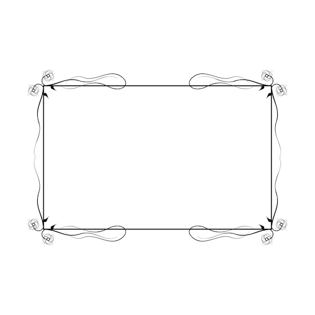 Abstracto Negro Línea sencilla Marco rectangular Doodle Contorno Elementos Vector Diseño Estilo Esbozo