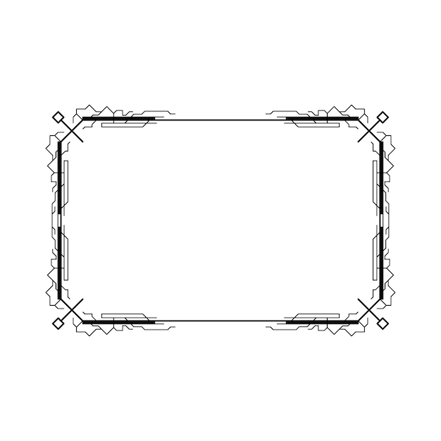 Abstracto Negro Línea sencilla Marco rectangular Doodle Contorno Elementos Vector Diseño Estilo Esbozo