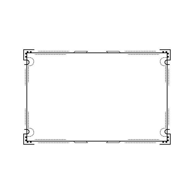 Abstracto Negro Línea sencilla Marco rectangular Doodle Contorno Elementos Vector Diseño Estilo Esbozo