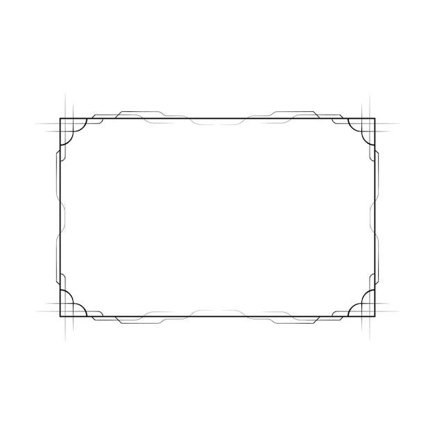 Abstracto Negro Línea sencilla Marco rectangular Doodle Contorno Elementos Vector Diseño Estilo Esbozo