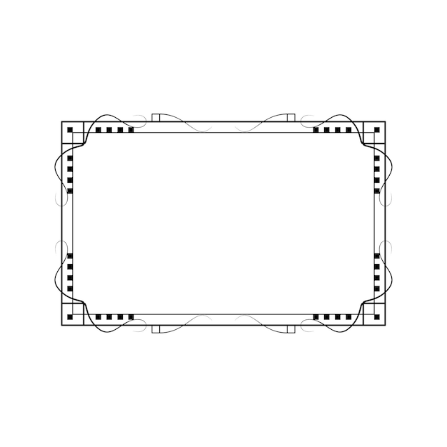 Abstracto Negro Línea sencilla Marco rectangular Doodle Contorno Elementos Vector Diseño Estilo Esbozo