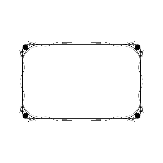 Abstracto Negro Línea sencilla Marco rectangular Doodle Contorno Elementos Vector Diseño Estilo Esbozo