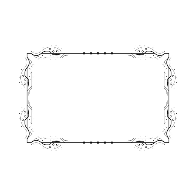 Abstracto Negro Línea sencilla Marco rectangular Doodle Contorno Elementos Vector Diseño Estilo Esbozo