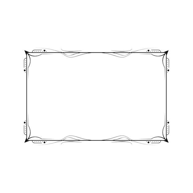 Abstracto Negro Línea sencilla Marco rectangular Doodle Contorno Elementos Vector Diseño Estilo Esbozo
