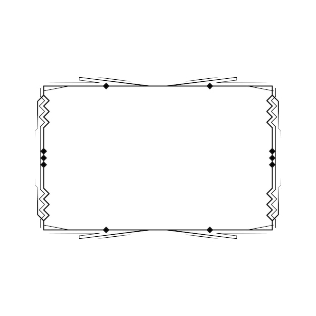 Abstracto Negro Línea sencilla Marco rectangular Doodle Contorno Elementos Vector Diseño Estilo Esbozo