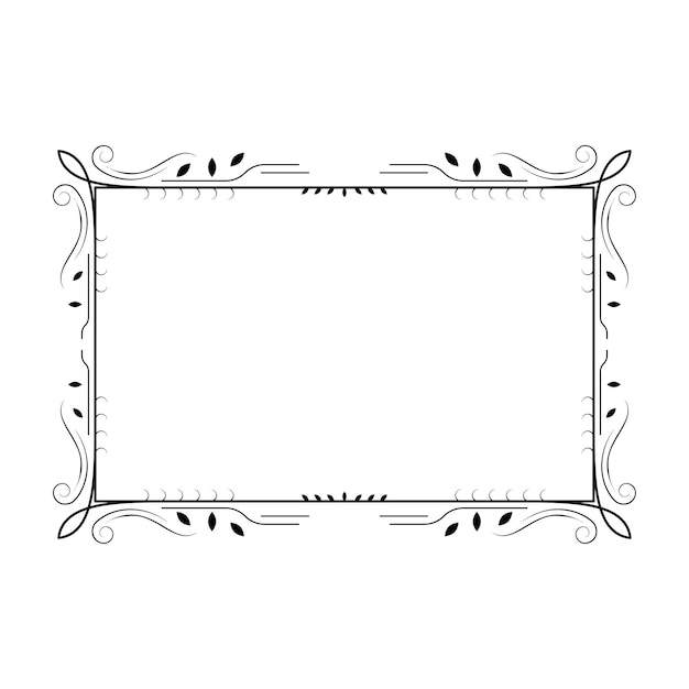 Abstracto Negro Línea sencilla Marco rectangular Doodle Contorno Elementos Vector Diseño Estilo Esbozo