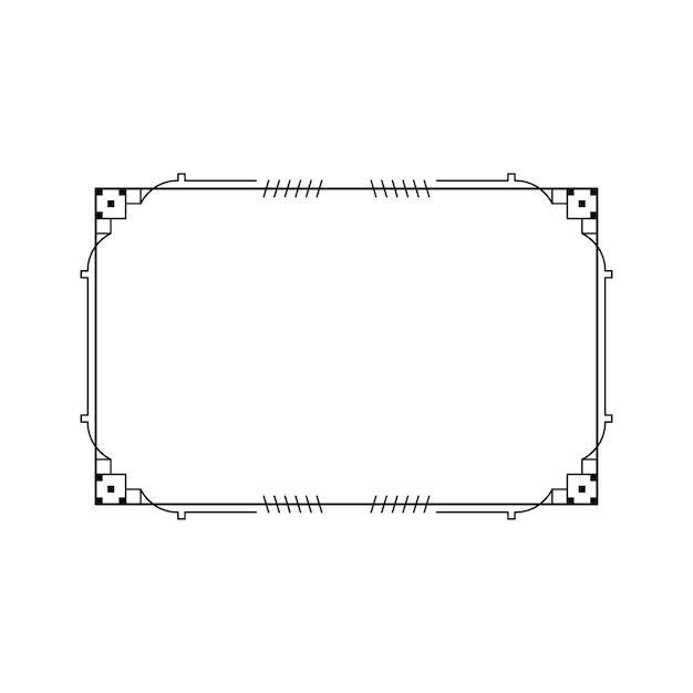 Abstracto Negro Línea sencilla Marco rectangular Doodle Contorno Elementos Vector Diseño Estilo Esbozo