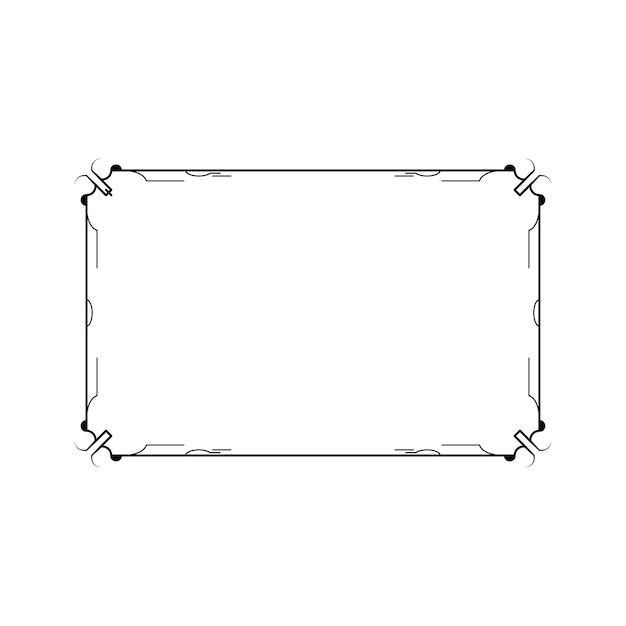 Abstracto Negro Línea sencilla Marco rectangular Doodle Contorno Elementos Vector Diseño Estilo Esbozo