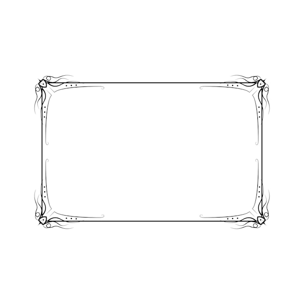Abstracto Negro Línea sencilla Marco rectangular Doodle Contorno Elementos Vector Diseño Estilo Esbozo