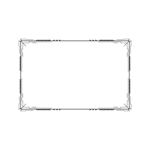Abstracto Negro Línea sencilla Marco rectangular Doodle Contorno Elementos Vector Diseño Estilo Esbozo