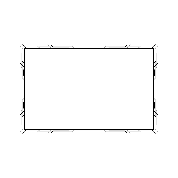 Abstracto Negro Línea sencilla Marco rectangular Doodle Contorno Elementos Vector Diseño Estilo Esbozo