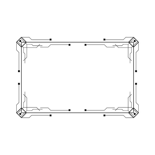 Abstracto Negro Línea sencilla Marco rectangular Doodle Contorno Elementos Vector Diseño Estilo Esbozo