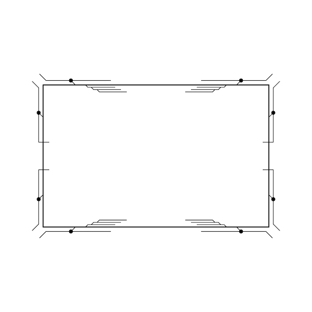 Abstracto Negro Línea sencilla Marco rectangular Doodle Contorno Elementos Vector Diseño Estilo Esbozo