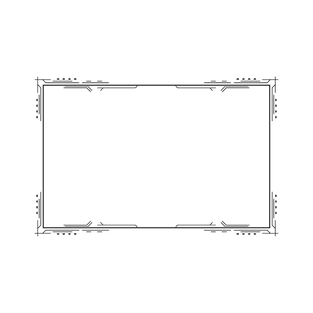 Abstracto Negro Línea sencilla Marco rectangular Doodle Contorno Elementos Vector Diseño Estilo Esbozo