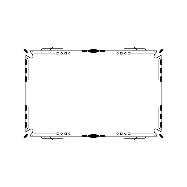 Abstracto Negro Línea sencilla Marco rectangular Doodle Contorno Elementos Vector Diseño Estilo Esbozo