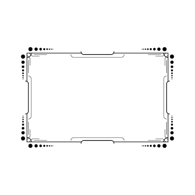Abstracto Negro Línea sencilla Marco rectangular Doodle Contorno Elementos Vector Diseño Estilo Esbozo