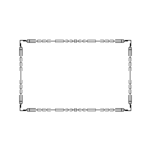 Abstracto Negro Línea sencilla Marco rectangular Doodle Contorno Elementos Vector Diseño Estilo Esbozo