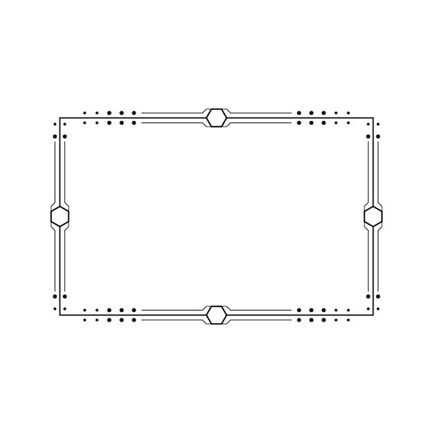 Abstracto Negro Línea sencilla Marco rectangular Doodle Contorno Elementos Vector Diseño Estilo Esbozo