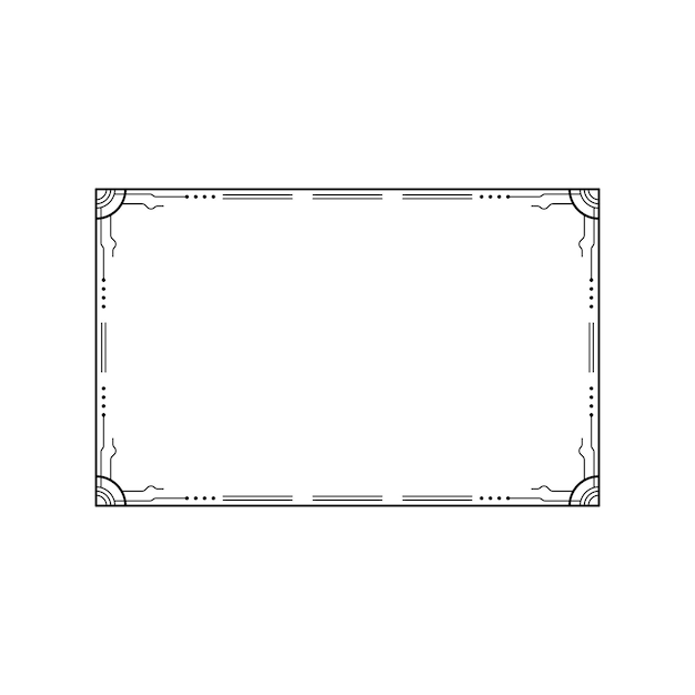 Abstracto Negro Línea sencilla Marco rectangular Doodle Contorno Elementos Vector Diseño Estilo Esbozo