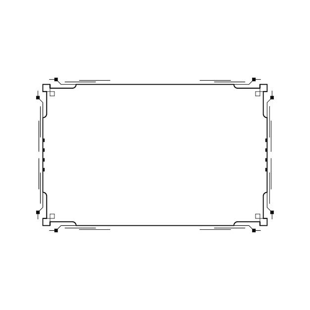 Abstracto Negro Línea sencilla Marco rectangular Doodle Contorno Elementos Vector Diseño Estilo Esbozo