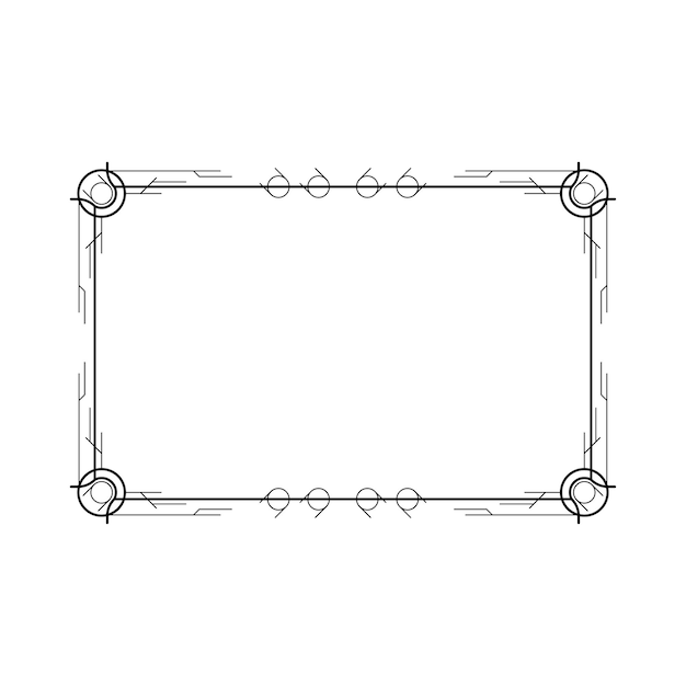 Abstracto Negro Línea sencilla Marco rectangular Doodle Contorno Elementos Vector Diseño Estilo Esbozo
