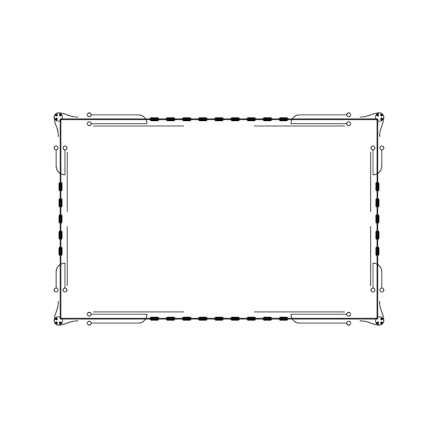 Abstracto Negro Línea sencilla Marco rectangular Doodle Contorno Elementos Vector Diseño Estilo Esbozo