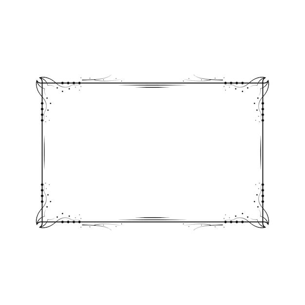 Abstracto Negro Línea sencilla Marco rectangular Doodle Contorno Elementos Vector Diseño Estilo Esbozo