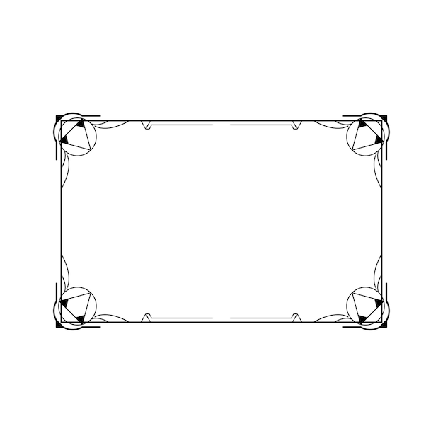 Abstracto Negro Línea sencilla Marco rectangular Doodle Contorno Elementos Vector Diseño Estilo Esbozo