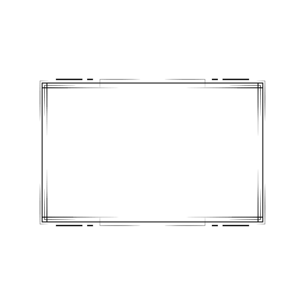 Abstracto Negro Línea sencilla Marco rectangular Doodle Contorno Elementos Vector Diseño Estilo Esbozo