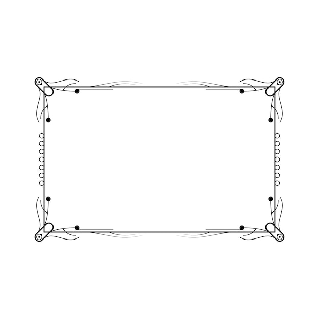 Abstracto Negro Línea sencilla Marco rectangular Doodle Contorno Elementos Vector Diseño Estilo Esbozo