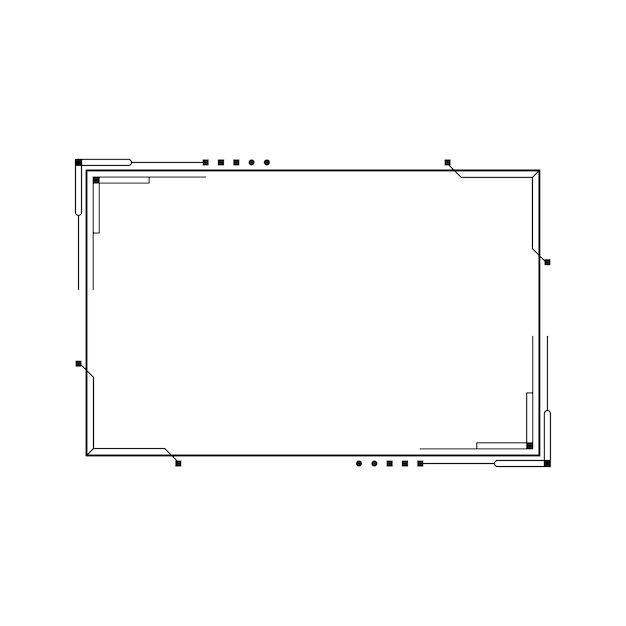 Abstracto Negro Línea sencilla Marco rectangular Doodle Contorno Elementos Vector Diseño Estilo Esbozo