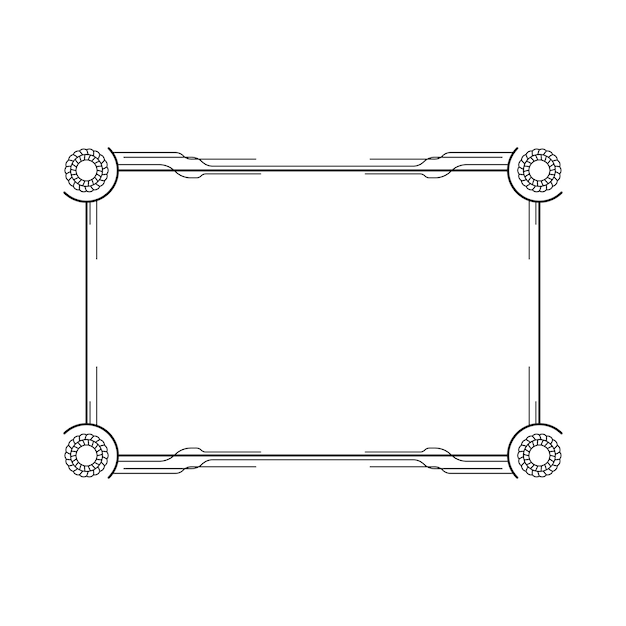 Abstracto Negro Línea sencilla Marco rectangular Doodle Contorno Elementos Vector Diseño Estilo Esbozo