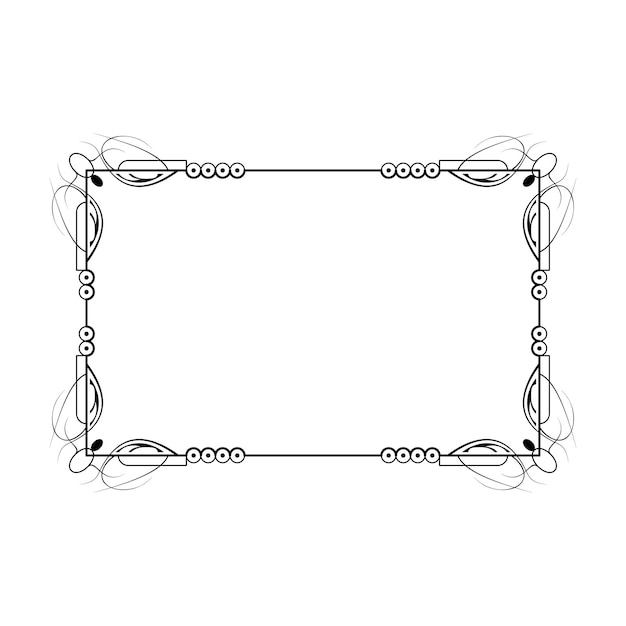 Abstracto Negro Línea sencilla Marco rectangular Doodle Contorno Elementos Vector Diseño Estilo Esbozo