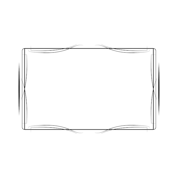 Abstracto Negro Línea sencilla Marco rectangular Doodle Contorno Elementos Vector Diseño Estilo Esbozo